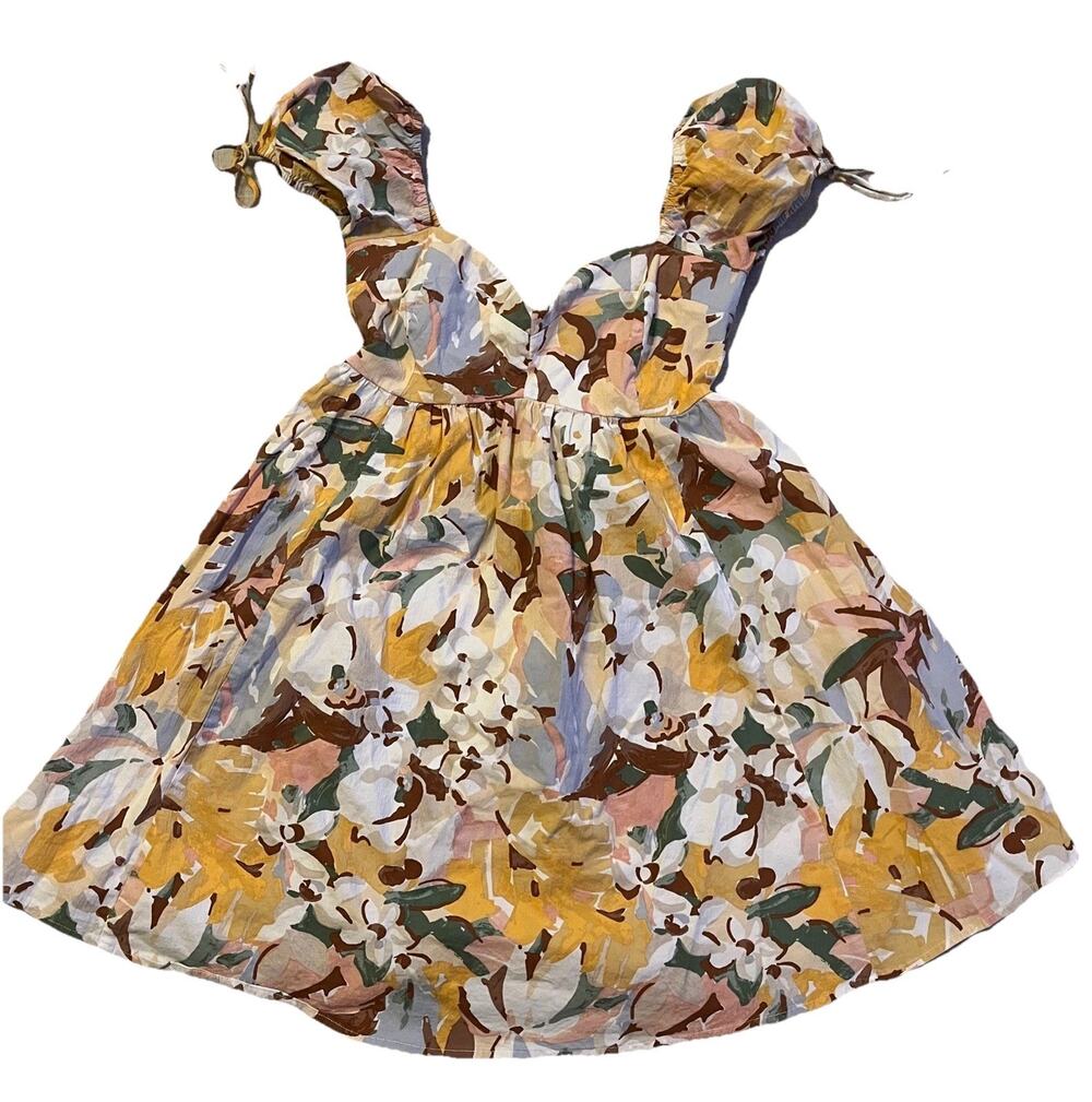 Abercrombie Fitch Babydoll Coquette Puff Sleeve Cottage Pockets Milkmaid Dress M